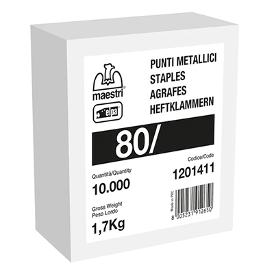 [28779] 80/16 MAESTRI | Galvanized Metal Staples for Manual and Electric Staplers – 13x16mm (Pack of 10,000)